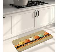 Tapis de cuisine en forme de citrouille pour sol, joli motif dessin animé, doux, rembourré, confortable, lavable, antidérapant pour éviers, buanderie, salle de bain, 40,6 x 119,4 cm