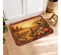 Tapis de cuisine en forme de citrouilles pour sol, rustique, traditionnel, moisson de grange, orange, tapis de cuisine doux et lavable pour évier, buanderie, entrée, couloir, 50,8 x 78,7 cm