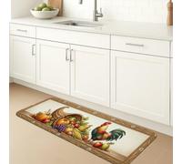Tapis de cuisine en forme de coq pour sol, rustique, ferme, fruits, fleurs, Thanksgiving, rouge, tapis décoratif doux et lavable pour évier, buanderie, entrée, couloir, 50,8 x 78,7 cm