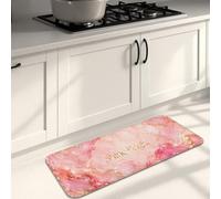 Tapis de cuisine en marbre pêche pour sol, élégant tourbillon artistique, doux, coussin printanier, confortable, lavable, décoration pour éviers, buanderie, salle de bain, 40,6 x 119,4 cm