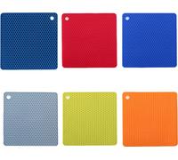 tapis de cuisine en silicone pour plan de travail 6 pièces Coussin à riveter Sets de table résistants à la chaleur avec trou suspendu, différentes couleurs
