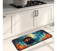 Tapis de cuisine fantaisie pour sol, motif calèche d'Halloween, tapis doux, rembourré, confortable, lavable, antidérapant pour cuisine, évier, buanderie, salle de bain, 40,6 x 119,4 cm
