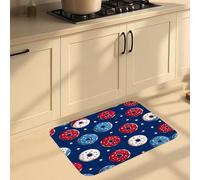 Tapis de cuisine festif pour sol, tapis en mousse à mémoire de forme sur le thème des beignets patriotiques, rembourré, confortable, lavable, antidérapant pour éviers de cuisine, buanderie, salle de
