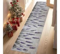 Tapis de Cuisine Floral Lavande Tapis de Douche Peinture à l'huile Fleur Antidérapant, Lavable en Machine Campagne Plante Tapis de Couloir Long et Absorbant, Descente de Lit 80x200 cm