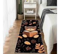 Tapis de Cuisine Forêt Ours Tapis de Couloir Long Automne Livre Devant Evier, Paillasson Absorbant avec Motif Dessin Animé Feuille Entrée et Salle de Bain 80x240 cm