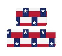 Tapis de cuisine imprimé drapeau du Texas 2 pièces pour sol, maison, bureau, évier, buanderie