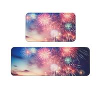 Tapis de cuisine imprimé pyrotechnique du Nouvel An pour le sol, tapis de cuisine, pour divers espaces intérieurs et extérieurs