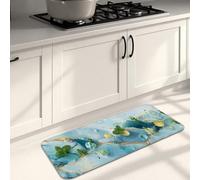 Tapis de cuisine inspiré de la nature pour sol, feuilles vertes, marbre, tapis doux, rembourré, confortable, lavable, antidérapant pour cuisine, évier, buanderie, salle de bain, 40,6 x 119,4 cm