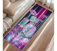 Tapis De Cuisine Instrument De Musique, Tapis De Couloir Batterie Néons, Chambre Buanderie Couloir Et Balcon Passage Carpet 80x200cm Poils Ras Lavable en Machine Antidérapant Rugs