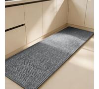 Tapis de cuisine lavable et antidérapant avec envers en caoutchouc tissé, absorbant pour devant l'évier, la buanderie, la cuisine, la salle de bain, résistant à l'huile et imperméable (gris foncé, 50