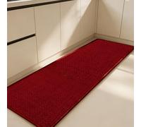 Tapis de cuisine lavable et antidérapant avec envers en caoutchouc tissé, absorbant pour devant l'évier, la buanderie, la cuisine, la salle de bain, résistant à l'huile et imperméable (rouge foncé, 45