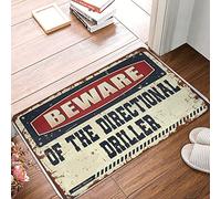 Tapis de cuisine lavable pour chambre à coucher | Beware Of The Directional Driller - Accessoires à carreaux/garage pour Man Cave - Tapis de bain lavable et antidérapant, sol de bar et zone abstraite