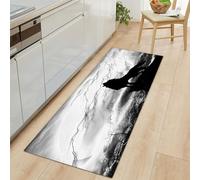 Tapis de Cuisine Loup Animalier Tapis de Couloir 60x150cm, Noir Et Blanc Tapis de Cuisine Antidérapant, Lavable Tapis de lanières et Résistant pour se Tenir Debout