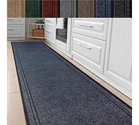 Tapis de cuisine Malaga en feutre aiguilleté sur mesure - Floordirekt - Tapis antidérapant & facile d'entretien - Bleu, 66 x 350 cm