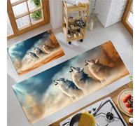 Tapis de Cuisine Meute De Loups Du Désert Tapis de Passage antidérapant et Lavable, Un Autre Monde Fantastique Paillasson de Cuisine Anti-salissures pour Devant evier, Couloir, Chambre à Coucher, Brun