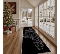 Tapis de Cuisine Moderne Carte du Monde Antidérapant et Lavable, Tapis de Couloir Long Géométrique Afrique Devant Evier, Paillasson Absorbant Abstrait géographie Entrée et Salle de Bain 60x120 cm