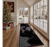 Tapis de Cuisine Moderne Carte du Monde Antidérapant et Lavable, Tapis de Couloir Long Géométrique Afrique Devant Evier, Paillasson Absorbant Abstrait géographie Entrée et Salle de Bain 80x240 cm