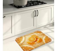 Tapis de cuisine moderne et vibrant à motif fruits oranges pour sol, tapis doux inspirés des agrumes, coussin d'été, confortable, lavable, tapis décoratif pour éviers de cuisine, buanderie, salle de