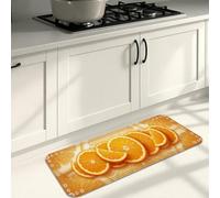 Tapis de cuisine moderne et vibrant à motif fruits oranges pour sol, tapis doux inspirés des agrumes, coussin d'été, confortable, lavable, tapis décoratif pour éviers de cuisine, buanderie, salle de