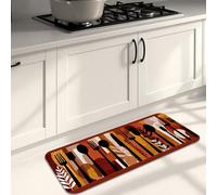 Tapis de cuisine moderne pour sol, ustensiles colorés, tapis doux abstraits, rembourrés, confortables, lavables et antidérapants pour éviers de cuisine, buanderie, salle de bain, 40,6 x 119,4 cm