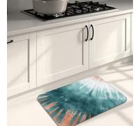 Tapis de cuisine moderne tie-dye pour sol, bleu sarcelle et orange, coussin artistique, confortable, lavable, antidérapant pour cuisine, évier, buanderie, salle de bain, 50,8 x 78,7 cm