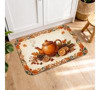 Tapis de cuisine motif citrouilles pour sol, arrosoir rustique, ail, orange automne, tapis de cuisine décoratif doux et lavable pour évier, buanderie, salle de bain, entrée, 40,6 x 61 cm