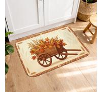 Tapis de cuisine motif citrouilles pour sol, ferme, panier rustique, moisson, tapis d'évier doux lavable pour évier, buanderie, entrée, couloir, 40,6 x 61 cm, orange