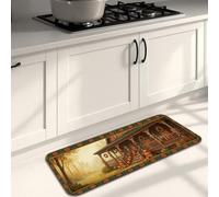 Tapis de cuisine motif citrouilles pour sol, ferme, wagon, moisson, automne, orange, tapis doux lavable pour évier, buanderie, salle de bain, couloir, 40,6 x 119,4 cm