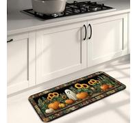 Tapis de cuisine motif fantôme et citrouille - Moisson d'automne - Tapis décoratif doux - Antidérapant - Lavable - Pour cuisine, évier et buanderie - 40,6 x 119,4 cm