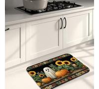 Tapis de cuisine motif fantôme et citrouille - Moisson d'automne - Tapis décoratif doux - Tapis de sol rembourré antidérapant lavable pour cuisine, évier et buanderie - 50,8 x 78,7 cm