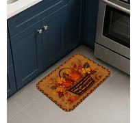 Tapis de cuisine motif feuilles pour sol, fleurs rustiques, citrouilles, orange, lavable, confortable, tapis de cuisine décoratif pour évier, buanderie, entrée, salle de bain, 40,6 x 61 cm