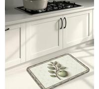 Tapis de cuisine motif fruits pour sol, classique rustique, branche de feuille, vert, lavable, tapis de sol rembourré doux pour lavabo, buanderie, salle de bain, entrée, 40,6 x 119,4 cm