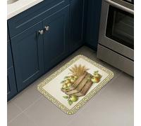 Tapis de cuisine motif fruits pour sol, rustique, ferme, branche, feuille, vert d'été, tapis doux lavable pour évier, buanderie, salle de bains, couloir, 40,6 x 61 cm