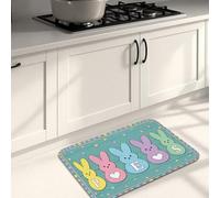 Tapis de cuisine motif lapin printanier pour sol, tapis de bienvenue coloré pastel, tapis de bienvenue rembourré, lavable, antidérapant pour éviers, buanderie, salle de bain, 50,8 x 78,7 cm