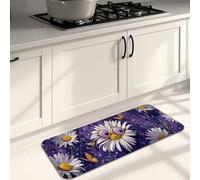 Tapis de cuisine motif marguerite pour sol, tapis doux, rembourré, confortable, lavable, antidérapant pour évier, buanderie, salle de bain, 40,6 x 119,4 cm