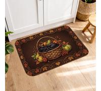 Tapis de cuisine motif ours pour sol, fleurs de campagne rustiques, feuilles d'automne, marron, tapis de cuisine doux lavable pour évier, buanderie, salle de bain, entrée, 50,8 x 78,7 cm