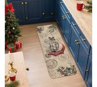 Tapis de cuisine motif Père Noël pour sol, vintage, rustique, doux, coussin d'hiver, confortable, lavable, antidérapant pour cuisine, évier, buanderie, salle de bain, 40,6 x 119,4 cm