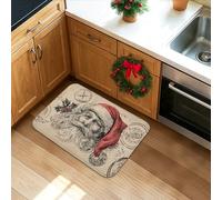 Tapis de cuisine motif Père Noël pour sol, vintage, rustique, doux, coussin d'hiver, confortable, lavable, antidérapant pour cuisine, évier, buanderie, salle de bain, 50,8 x 78,7 cm