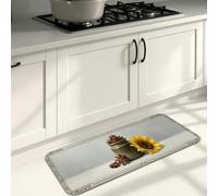Tapis de cuisine motif tournesol pour sol, rustique, huile d'olive, grains de café, jaune automne, lavable, confortable, décoration pour évier, buanderie, salle de bain, entrée, 50,8 x 78,7 cm