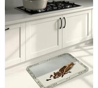 Tapis de cuisine motif tournesol pour sol, rustique, huile d'olive, grains de café, jaune automne, lavable, doux, tapis de cuisine décoratif pour évier, buanderie, salle de bain, meuble-lavabo, 40,6 x
