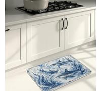 Tapis de cuisine motif vagues de l'océan pour sol, requin bleu, aquarelle, tapis décoratif confortable et lavable pour éviers, buanderie, salle de bain, 50,8 x 78,7 cm