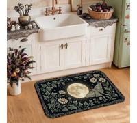 Tapis de cuisine mystique thème botanique papillon et lune 50,8 x 78,7 cm | Tapis de cuisine pour sol, motif croissant de lune, éléments de jardin floral, thème botanique mystique