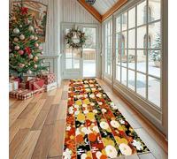 Tapis de Cuisine Patchwork Rayures Tapis de Couloir Long Devant Evier, Paillasson Absorbant avec Motif Style Chinois Chrysanthème Entrée et Salle de Bain 60x120 cm