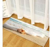 Tapis de Cuisine Plage et Coquillages Tapis de Couloir, Paillasson Intérieur Tapis, Tapis de Passage, PVC Imperméable, Antidérapant 50 x 160cm