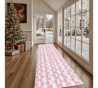 Tapis de Cuisine Plaid Nœud Papillon Antidérapant et Lavable, Tapis de Couloir Long Pois Point Devant Evier, Paillasson Absorbant Mignon Carreau Entrée et Salle de Bain 60x120 cm