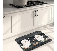 Tapis de cuisine Playful Ghosts pour sol, noir et orange, décoratif, confortable, lavable, antidérapant pour éviers, buanderie, salle de bain, 50,8 x 78,7 cm