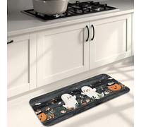 Tapis de cuisine Playful Ghosts pour sol, noir et orange, décoratif, confortable, lavable, antidérapant pour éviers, buanderie, salle de bain, 40,6 x 119,4 cm