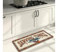 Tapis de cuisine rétro en vinyle pour sol, motif mélodies de service vintage, tapis doux, confortable, lavable, décoration pour éviers de cuisine, buanderie, 40,6 x 119,4 cm