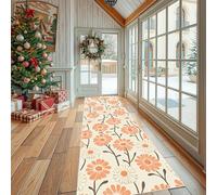 Tapis de Cuisine Retro Marguerite Tapis de Douche Mignon Fleur Antidérapant, Lavable en Machine Dessin Animé Botanique Tapis de Couloir Long et Absorbant, Descente de Lit 80x200 cm