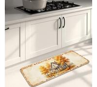 Tapis de cuisine rustique pour sol, allée naturelle rustique, arbres, orange automne, tapis de sol rembourré doux lavable pour lavabo, buanderie, salle de bain, entrée, 40,6 x 119,4 cm